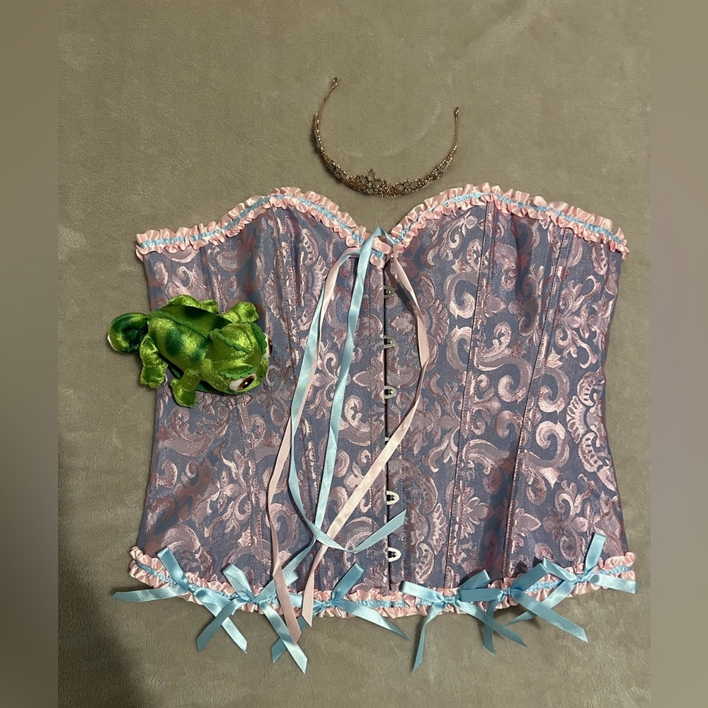 Pink and Blue Corset Top with Embellishment